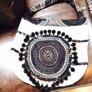 Bohemian burlap glam bag